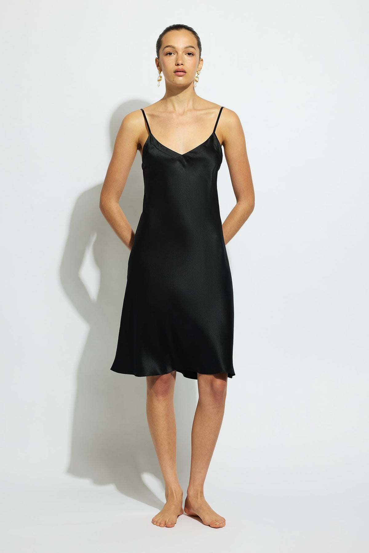 The Silk Midi Slip By GINIA In Black