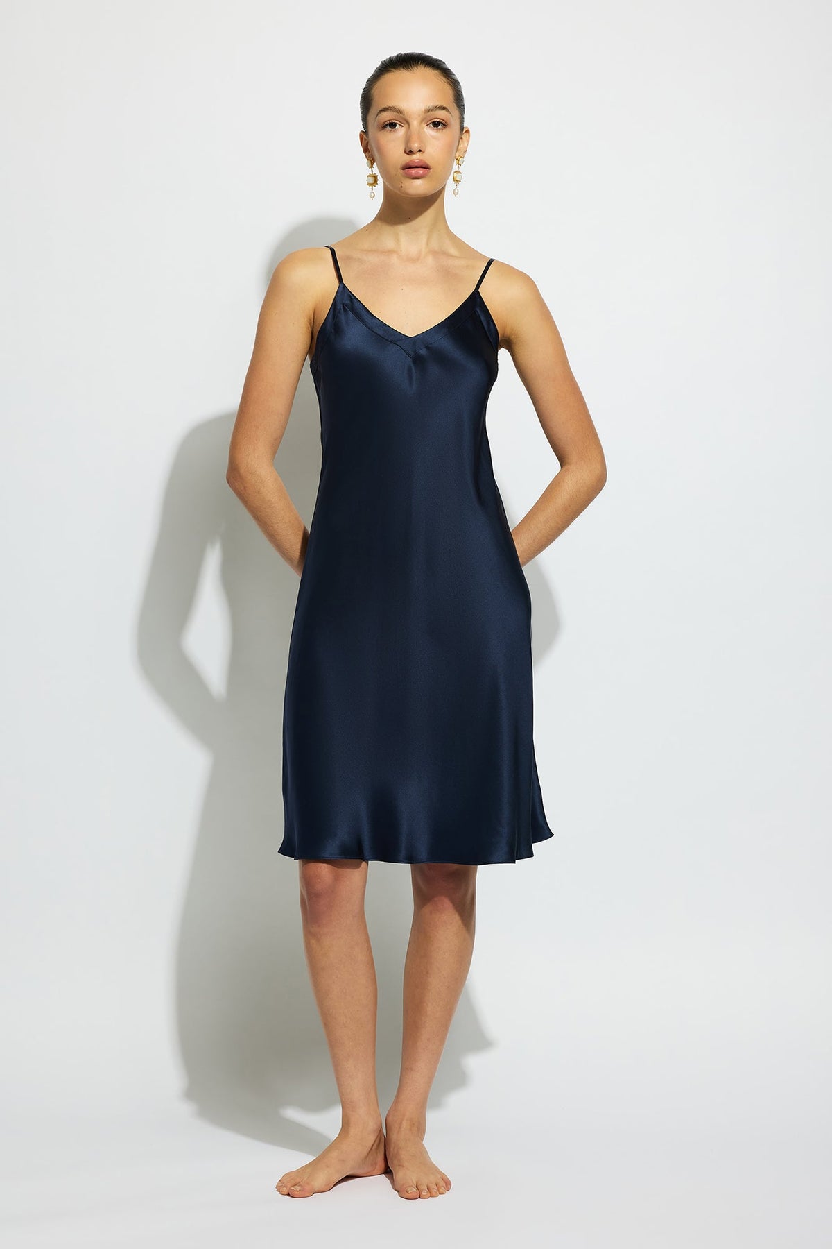 The Silk Midi Slip By GINIA In Midnight