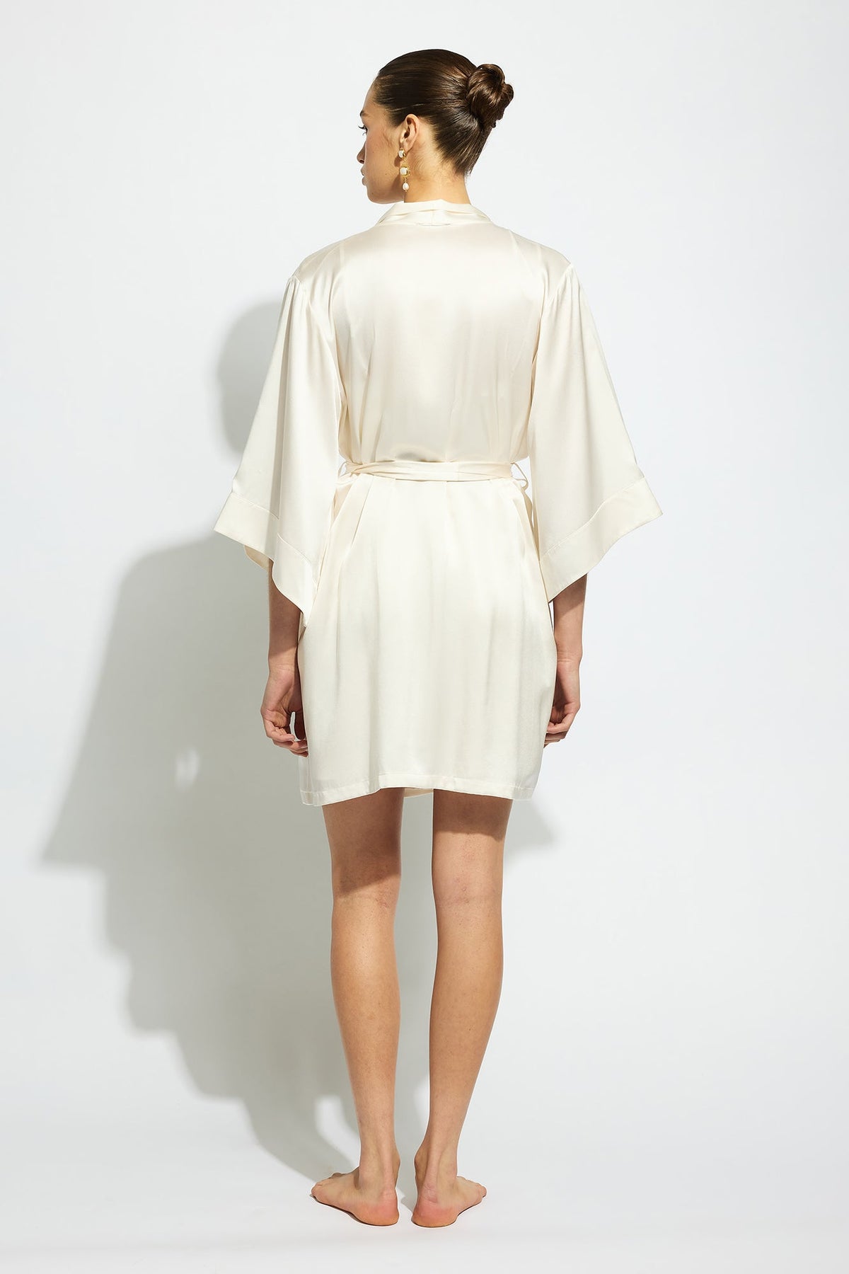 The Silk Wrap Robe By GINIA In Creme