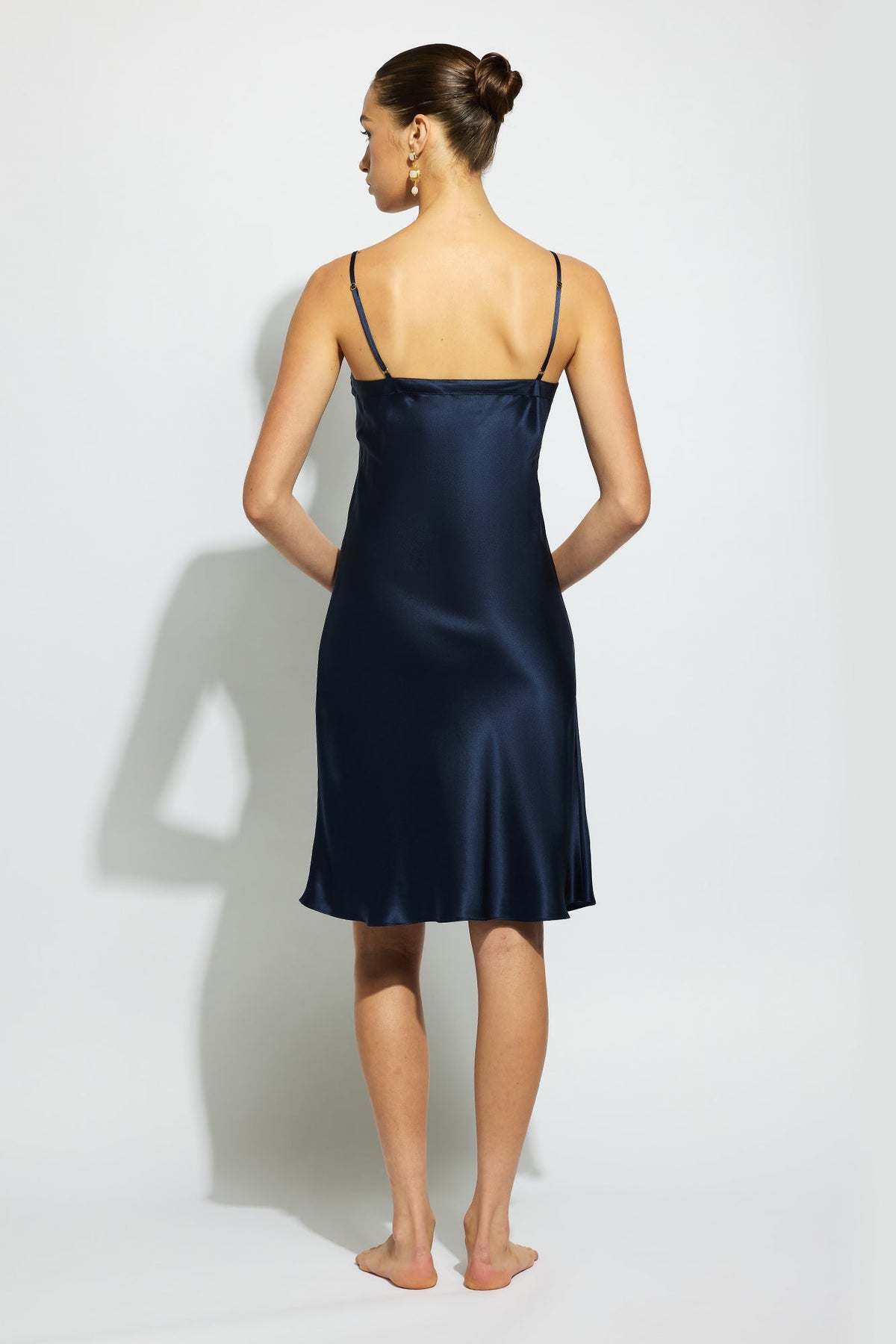 The Silk Midi Slip By GINIA In Midnight