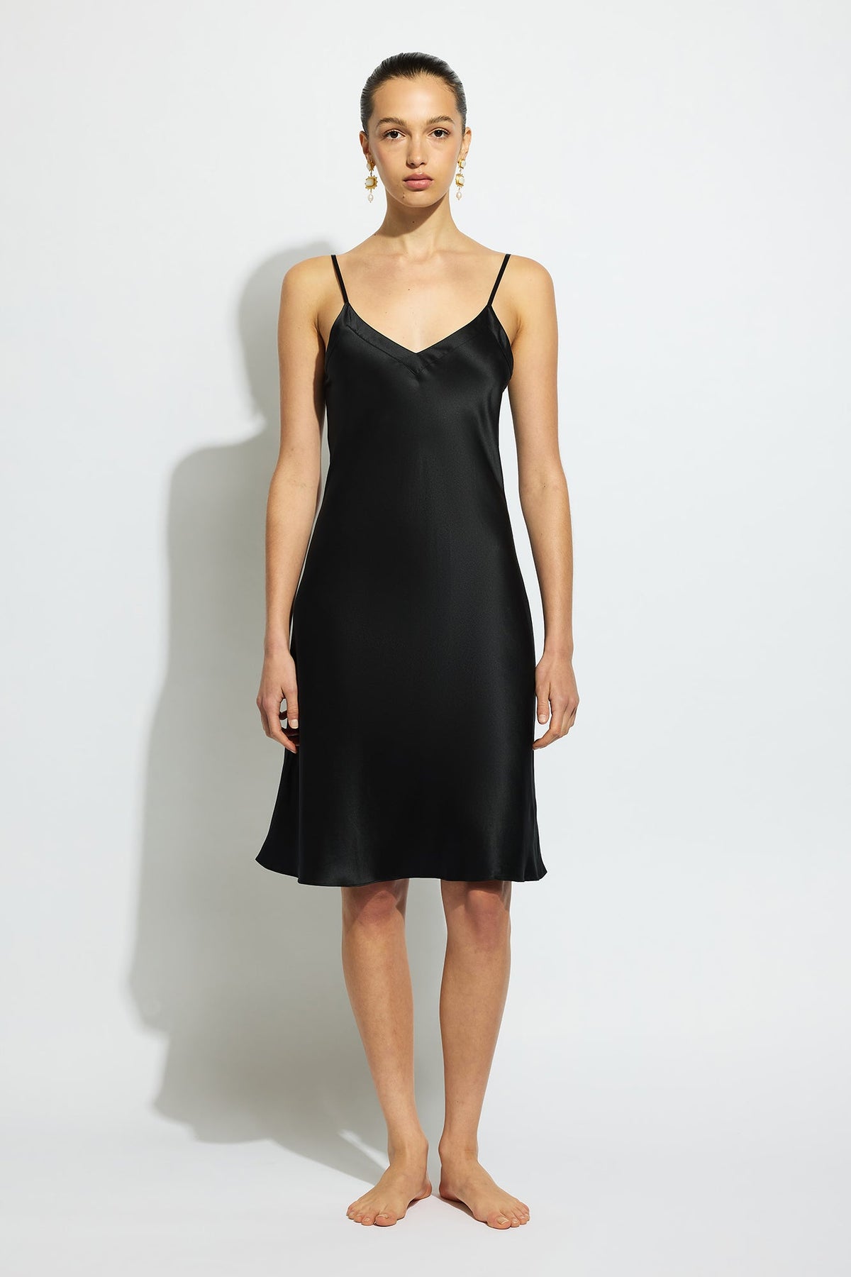 The Silk Midi Slip By GINIA In Black