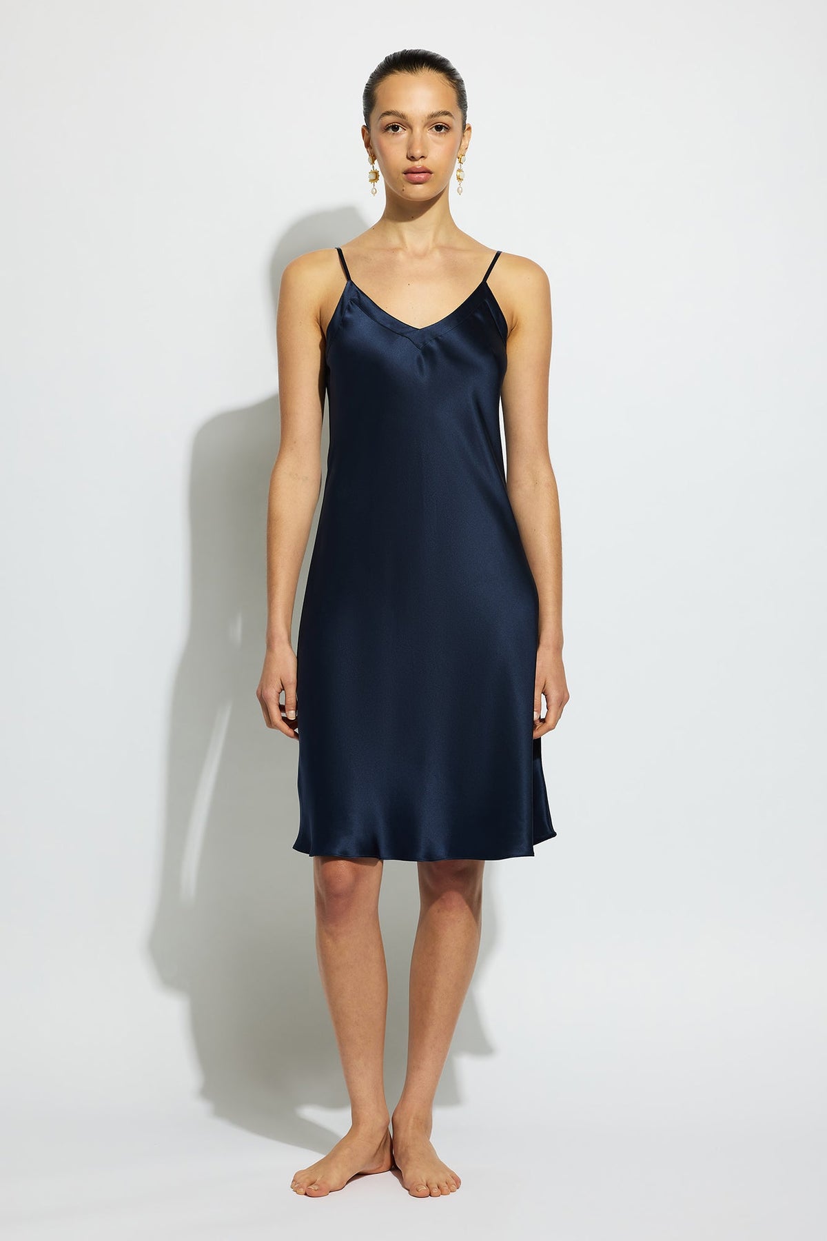 The Silk Midi Slip By GINIA In Midnight