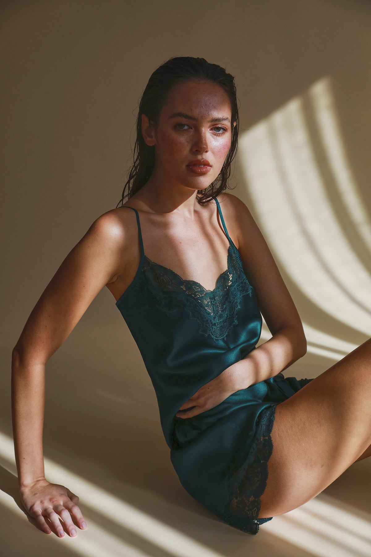 The Silk Lace Cami By GINIA In Emerald