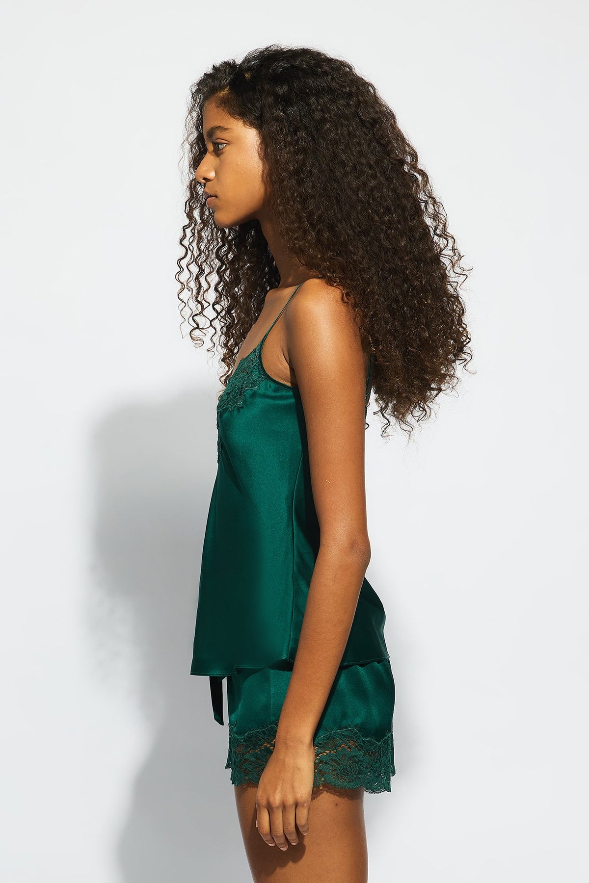 The Silk Lace Cami By GINIA In Emerald