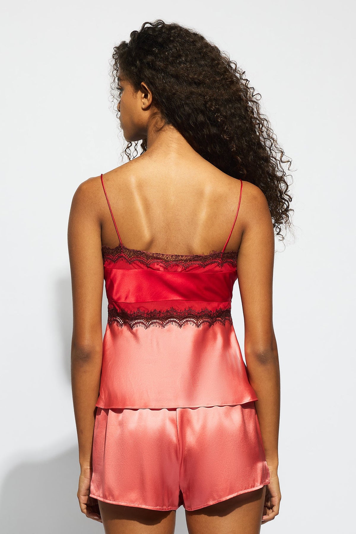 The Billie Cami By GINIA In Chilli Red/Dusty Rose