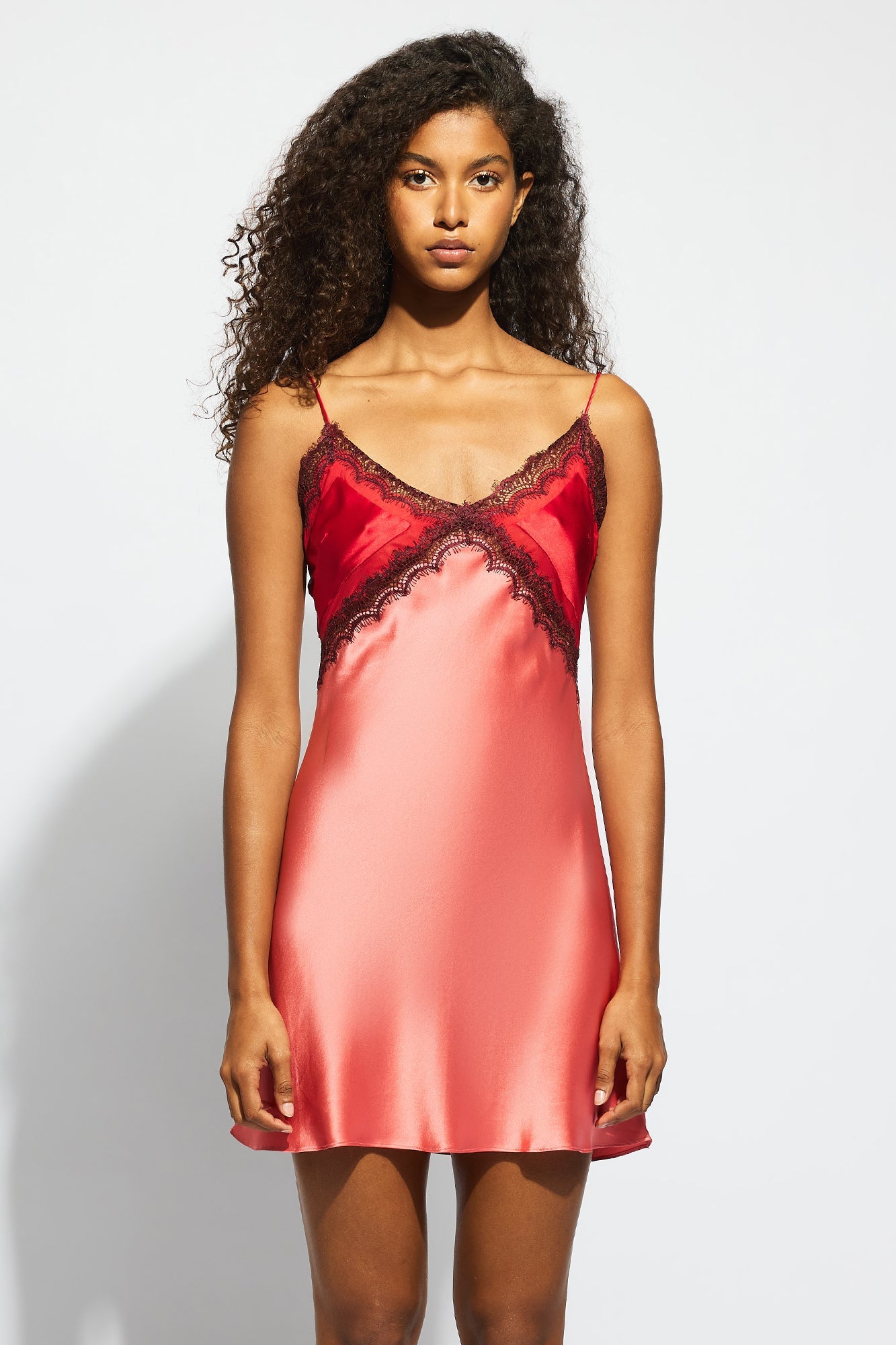 The Billie Chemise By GINIA In Red Chilli/Dusty Rose