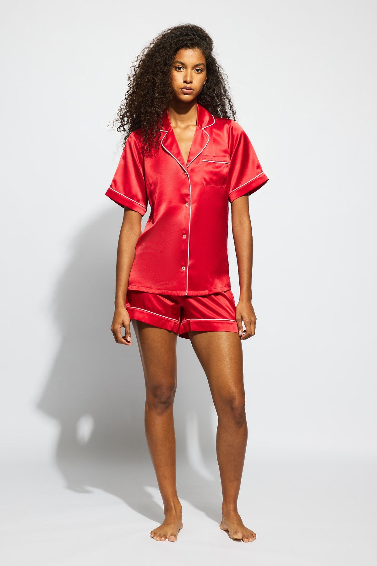 The Fine Finishes Short Pajama By GINIA In Chilli Red