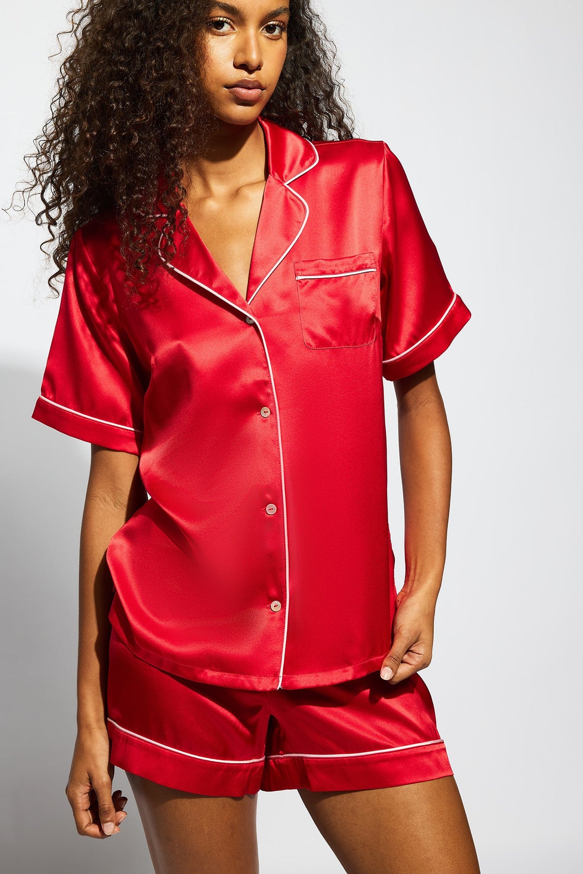 The Fine Finishes Short Pajama By GINIA In Chilli Red