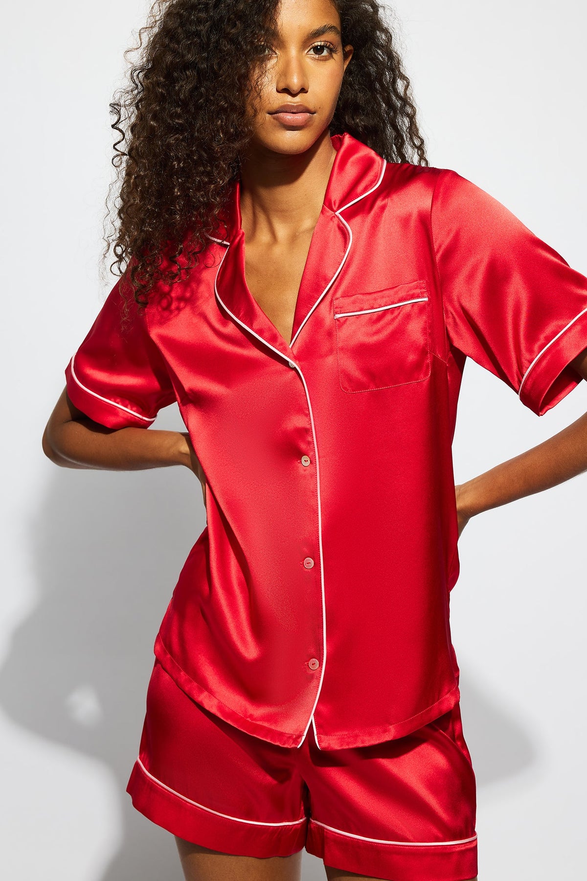 The Fine Finishes Short Pajama By GINIA In Chilli Red