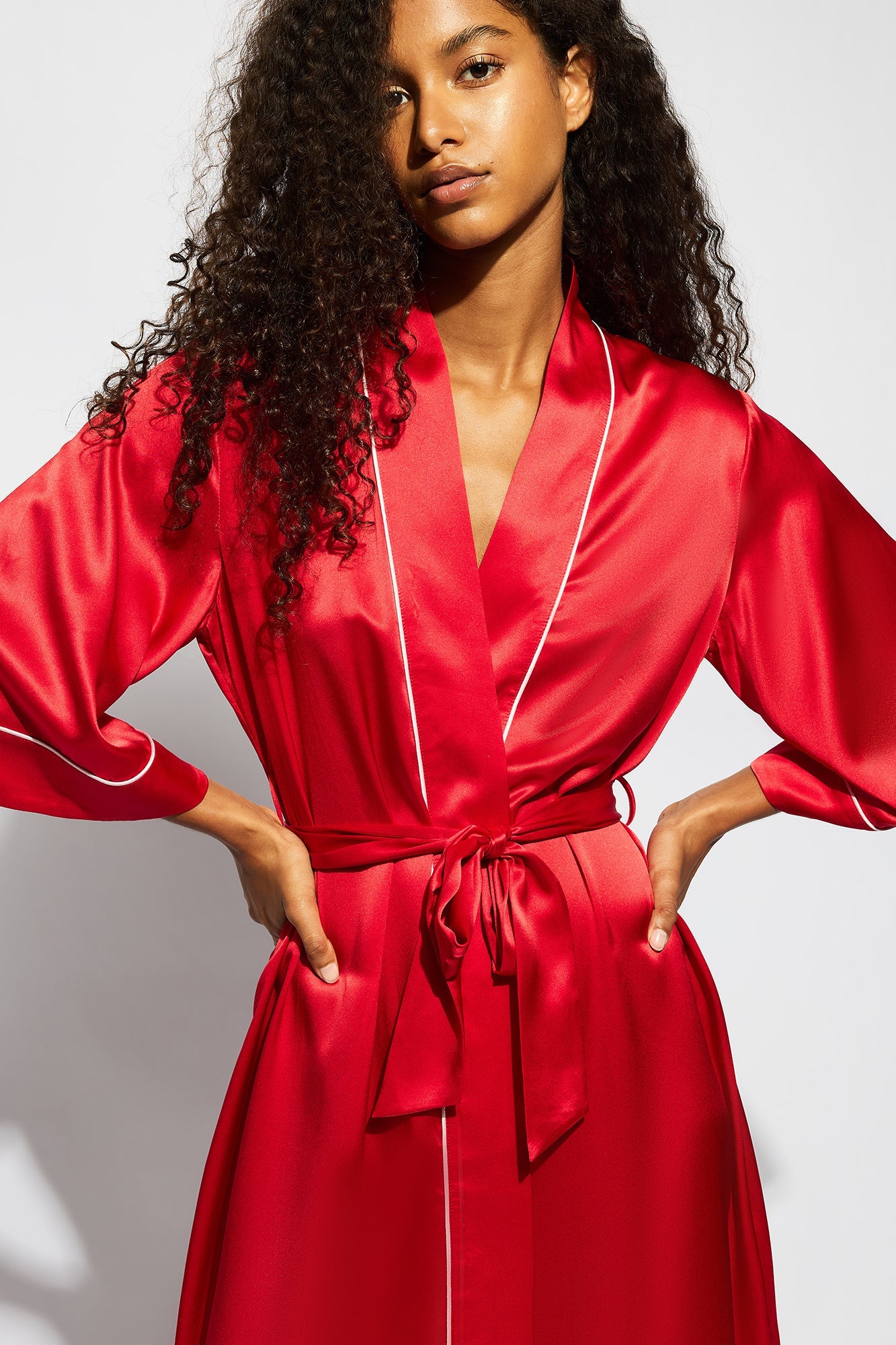 The Valentina Robe By GINIA In Chilli Red