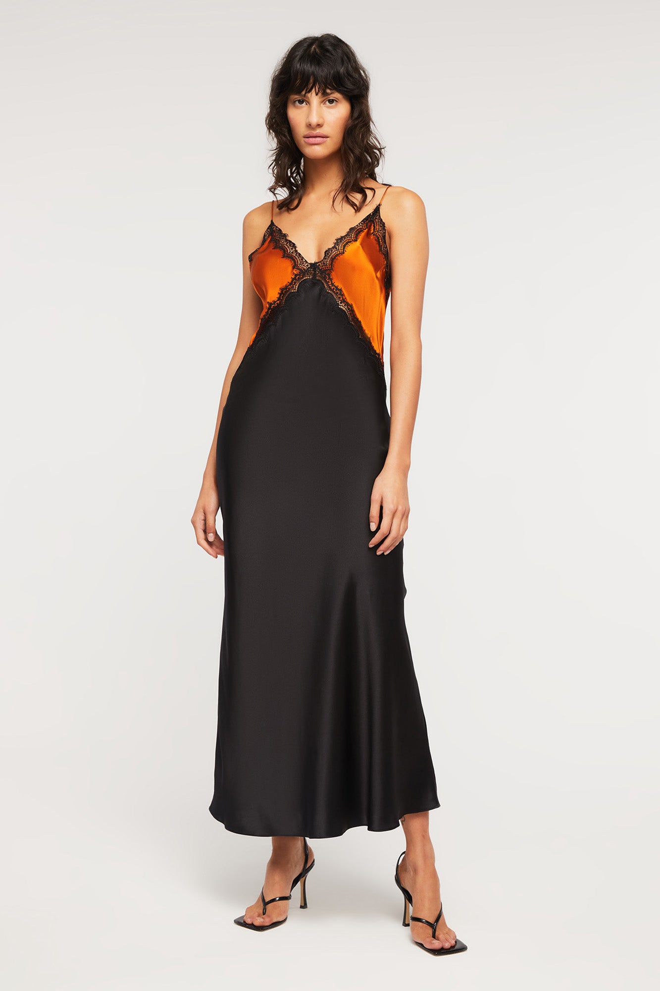 100% Silk Sadie Dress in Sunset/Black | GINIA RTW