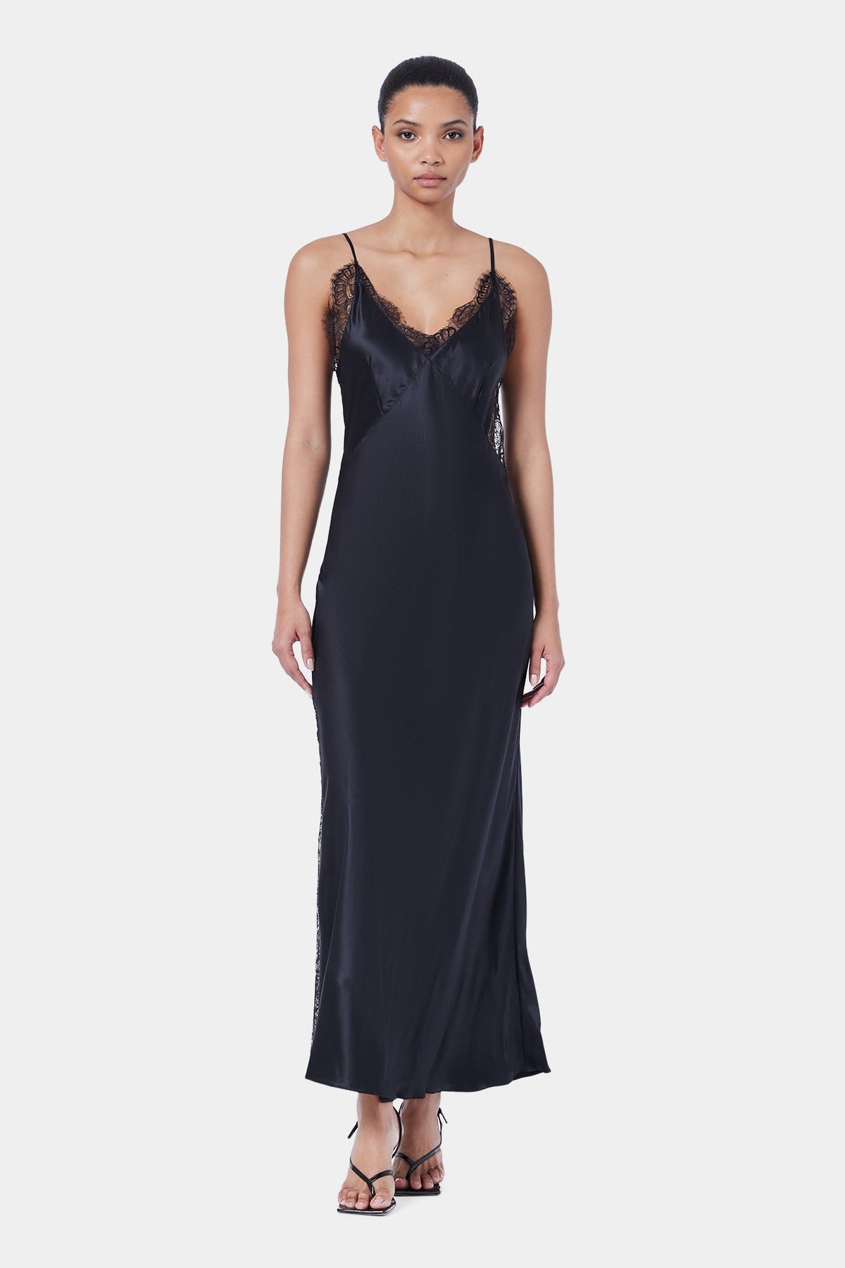 The Cascading Lace Maxi Dress By GINIA In Black