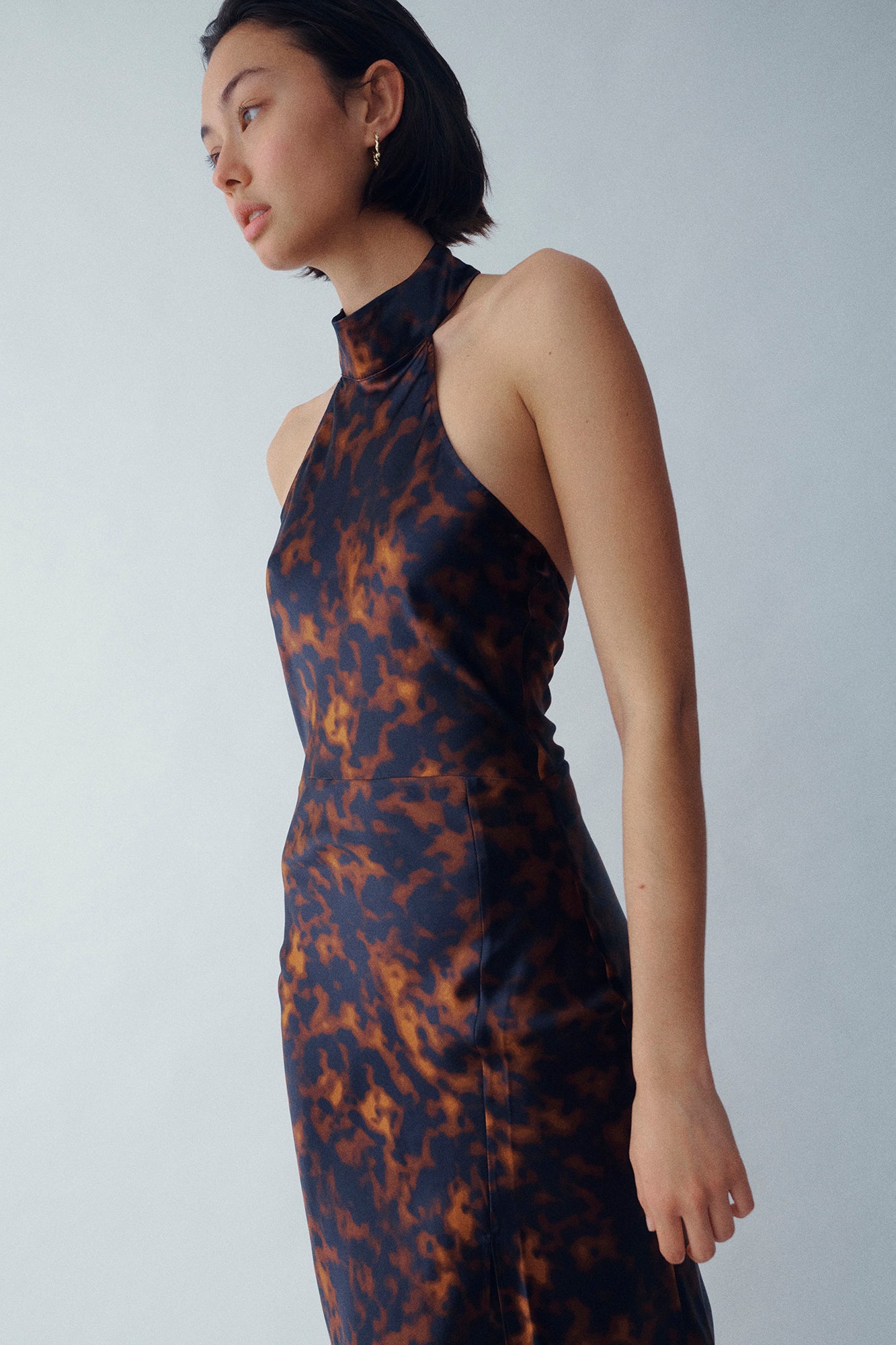 GINIA Thea Backless Midi Dress in Ember