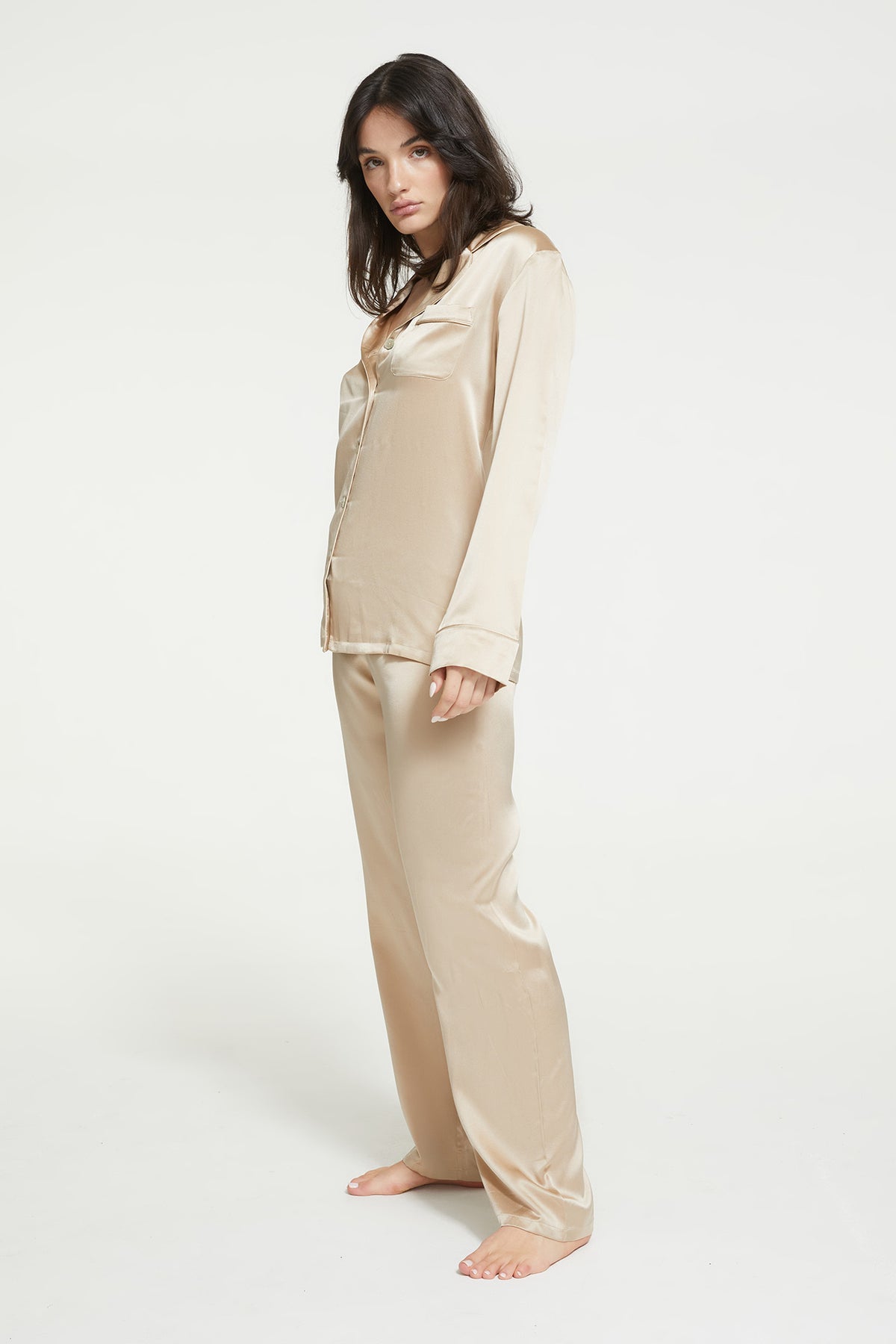 GINIA Fine Finishes pajama in Mink - 100% 19mm Silk Grade 6A