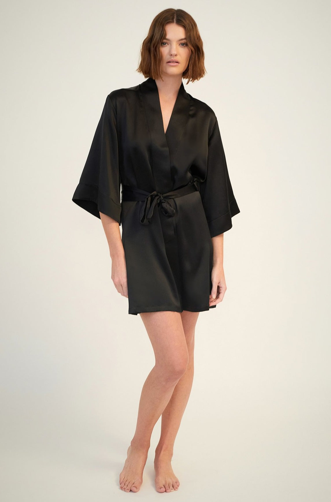 GINIA Silk Wrap Gown - Black