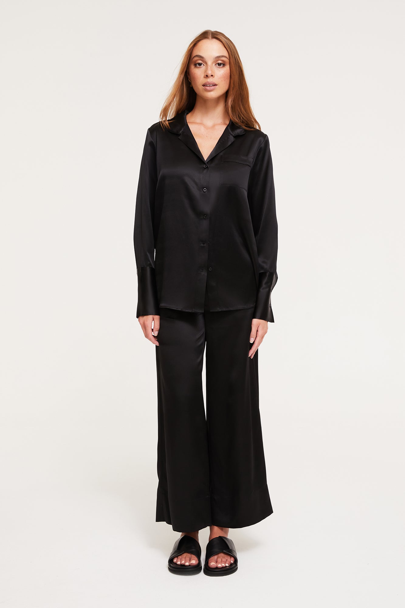 GINIA Oversized Silk Set in Black