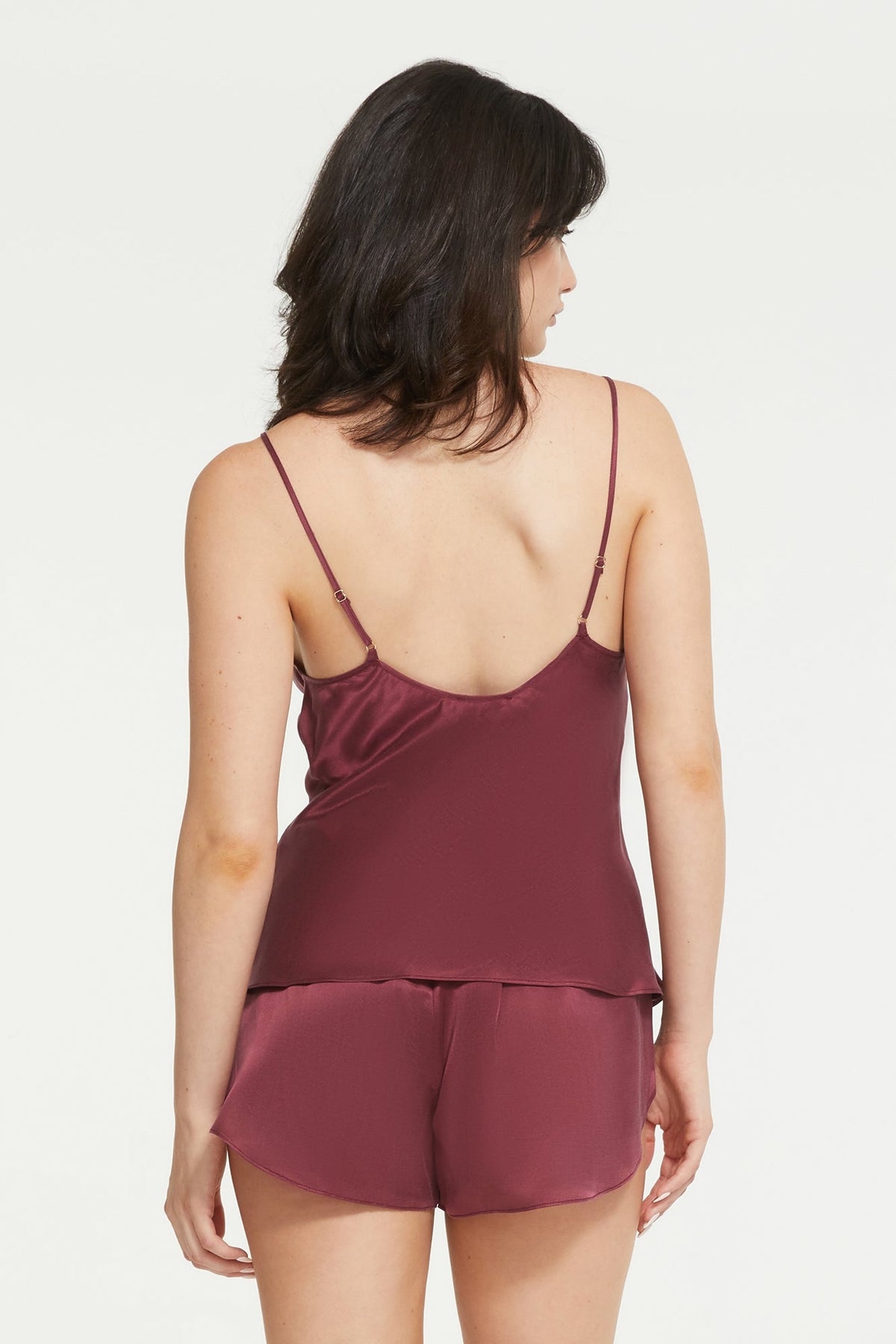 The Antoinette Cami Top in Maroon - 100% Silk by Ginia