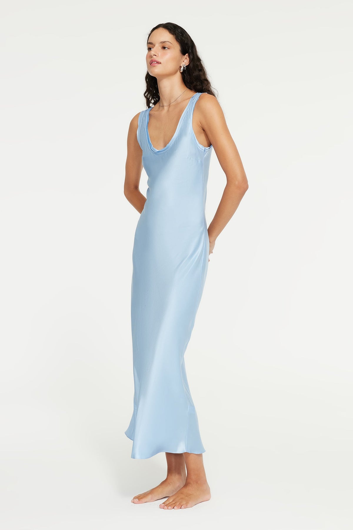 The Florence Slip Dress By GINIA In Cornflower Blue
