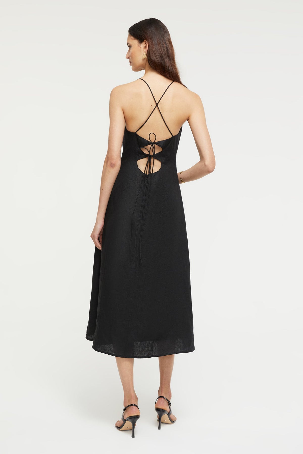 GINIA Frankie Flare Dress in Black 100% Linen