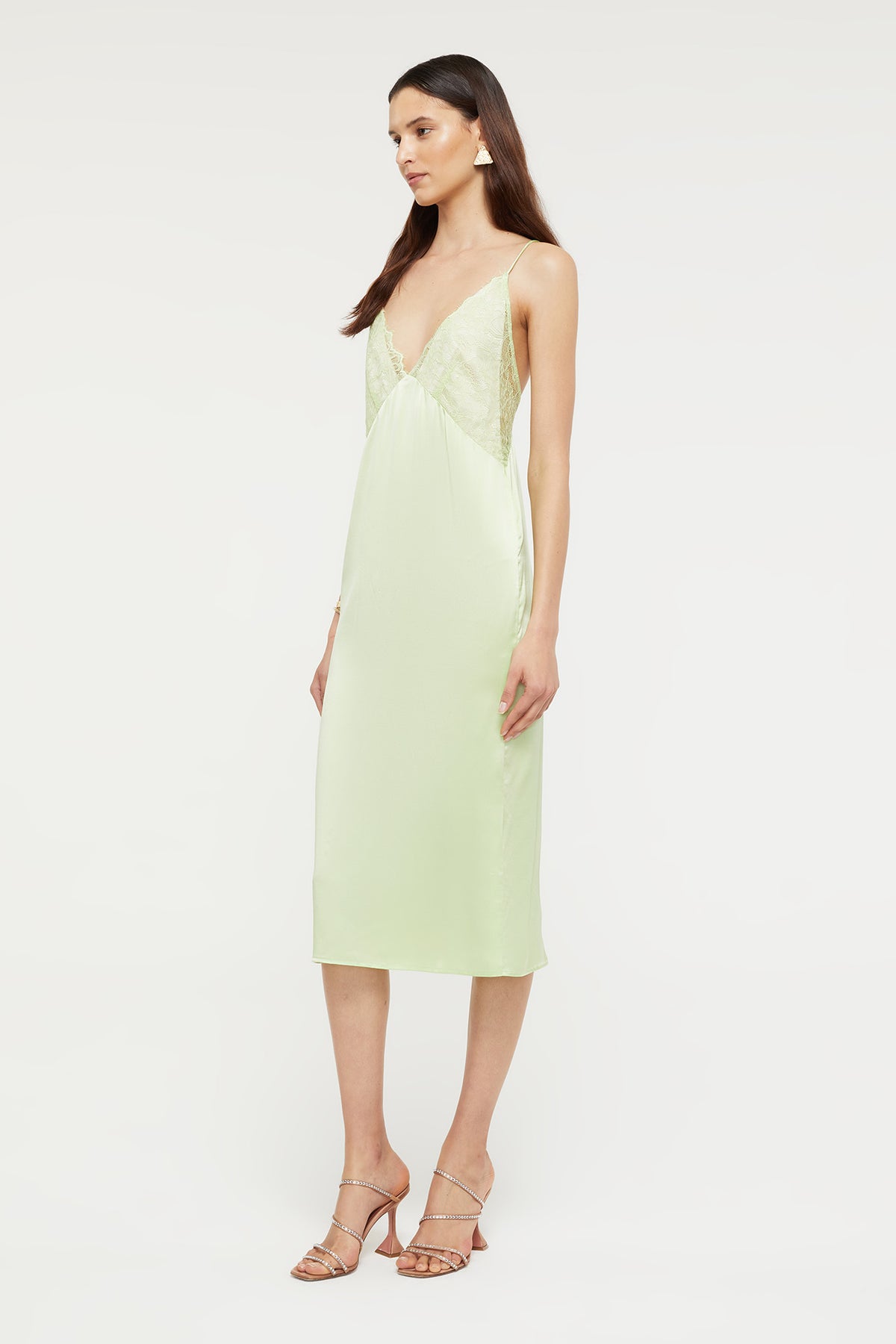 GINIA Desire Dress in Pure Lime 19 Momme Silk
