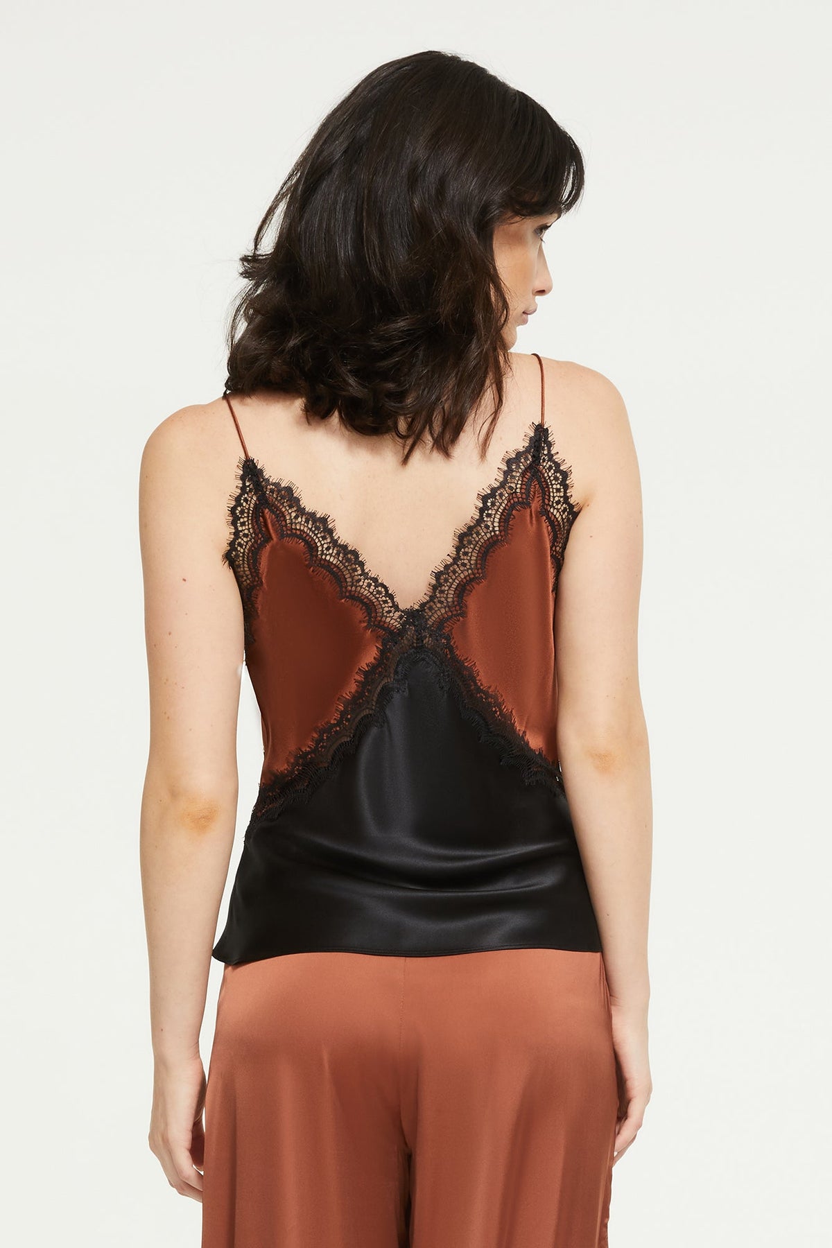 The Sadie Top in Gingerbread &amp; Black - 100% Silk by Ginia RTW