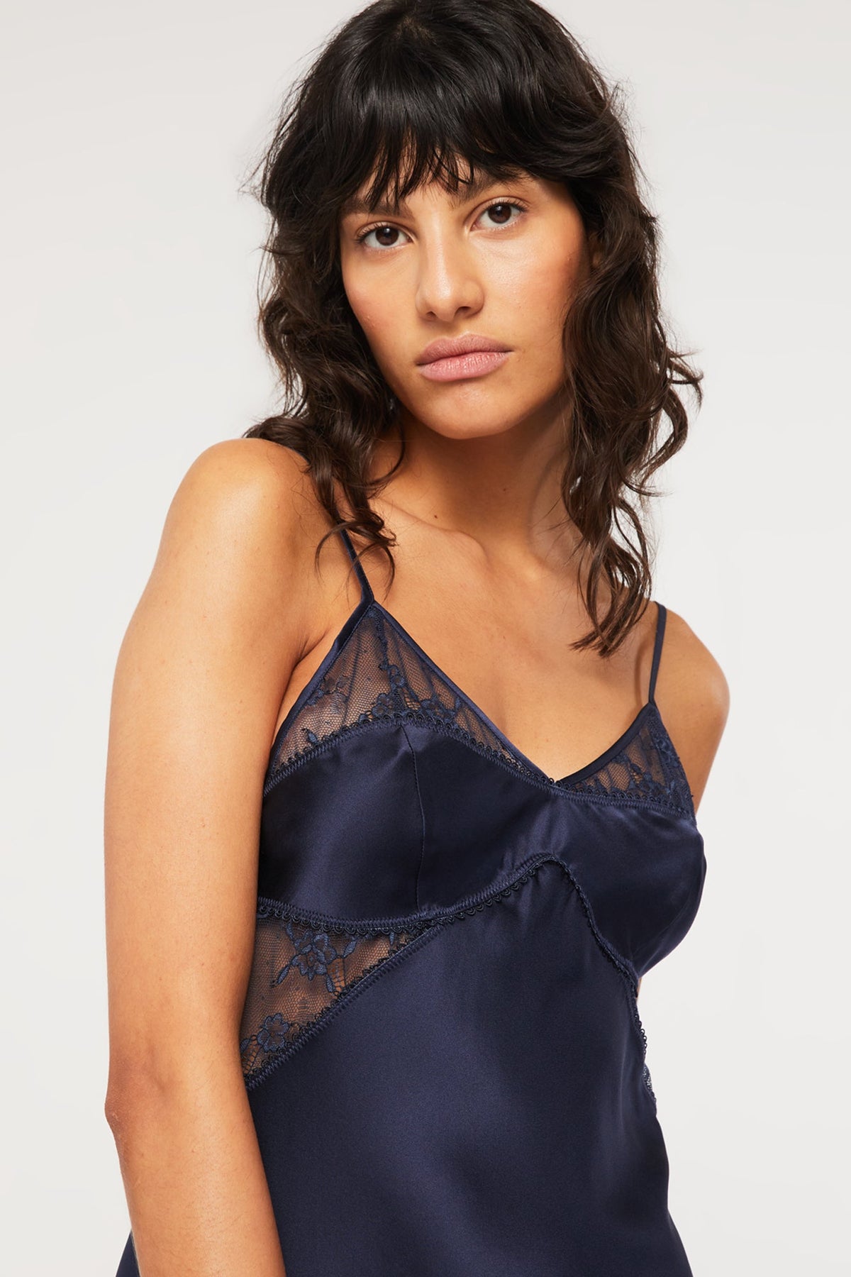 GINIA Anais Lace Insert Chemise  in Midnight