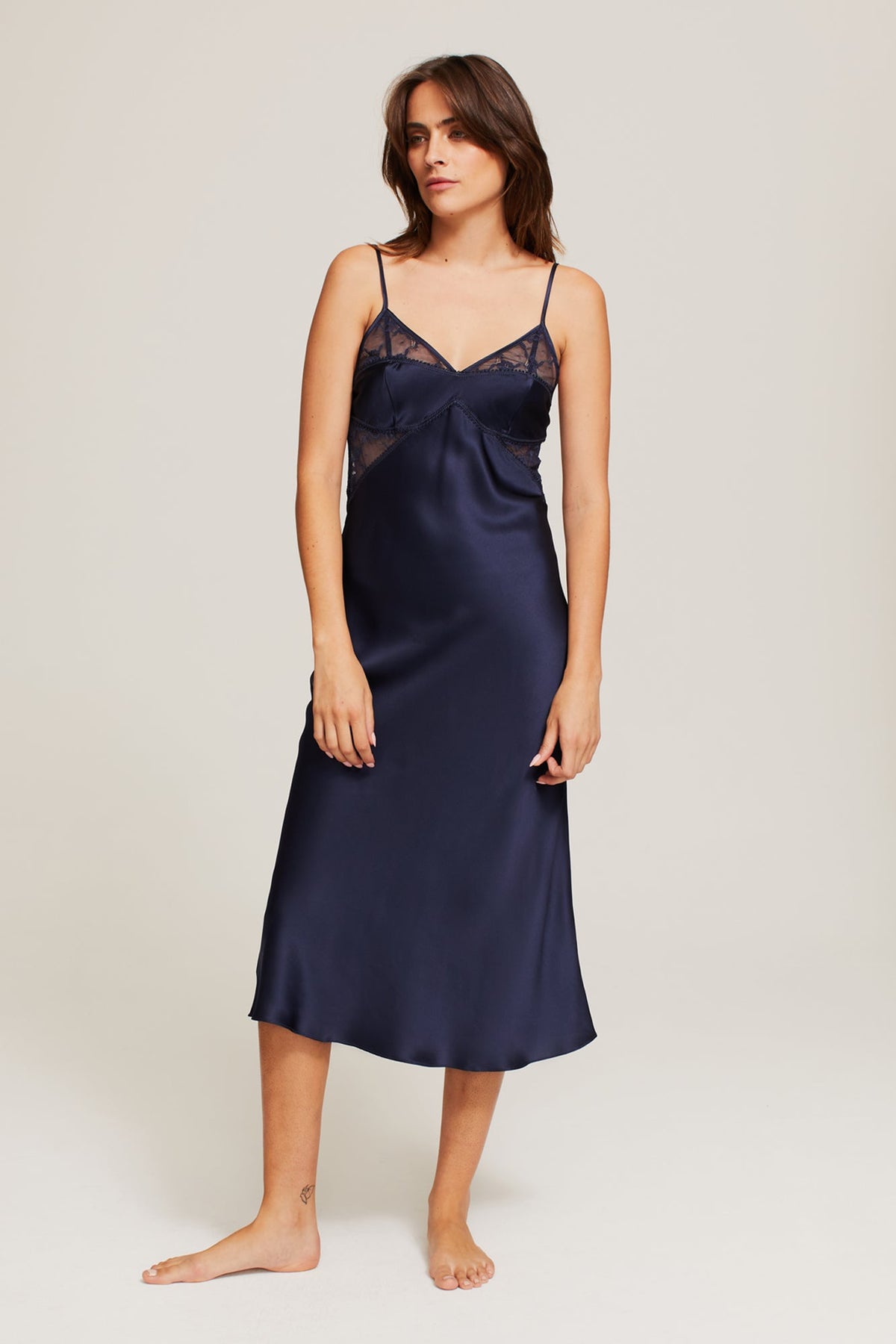 GINIA Anais Lace Insert Slip  in Midnight