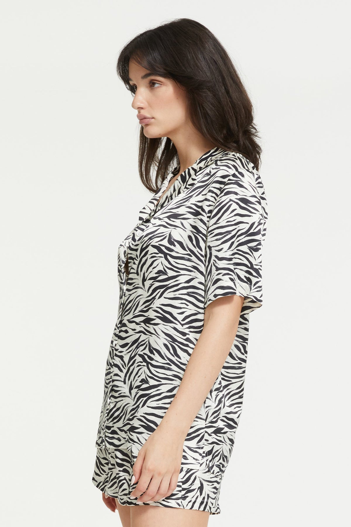The Zafina Short Sleeve Top in Brush Zebra Print by Ginia